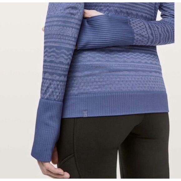 Lululemon Rest Less Hoodie Size 2 Blue Textured Long Sleeve Running Thumbholes - Picture 3 of 12